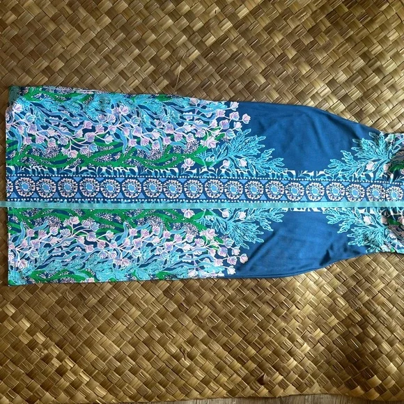 Lilly Pulitzer Noa Strapless Maxi Dress Blue Floral - Picture 7 of 12
